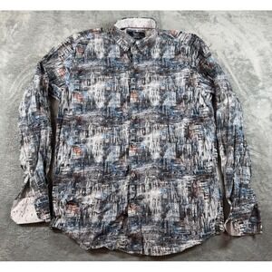 Mizumi Couture Modern Fit Button‎ Shirt XL Abstract Brush Print Casual
